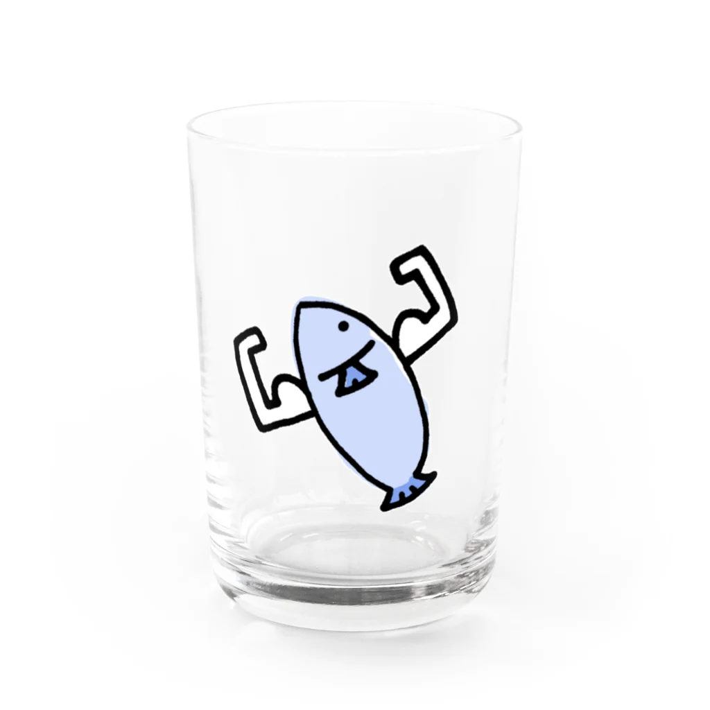 Mark Squier Design SUZURI店のきんにくうお Water Glass :front