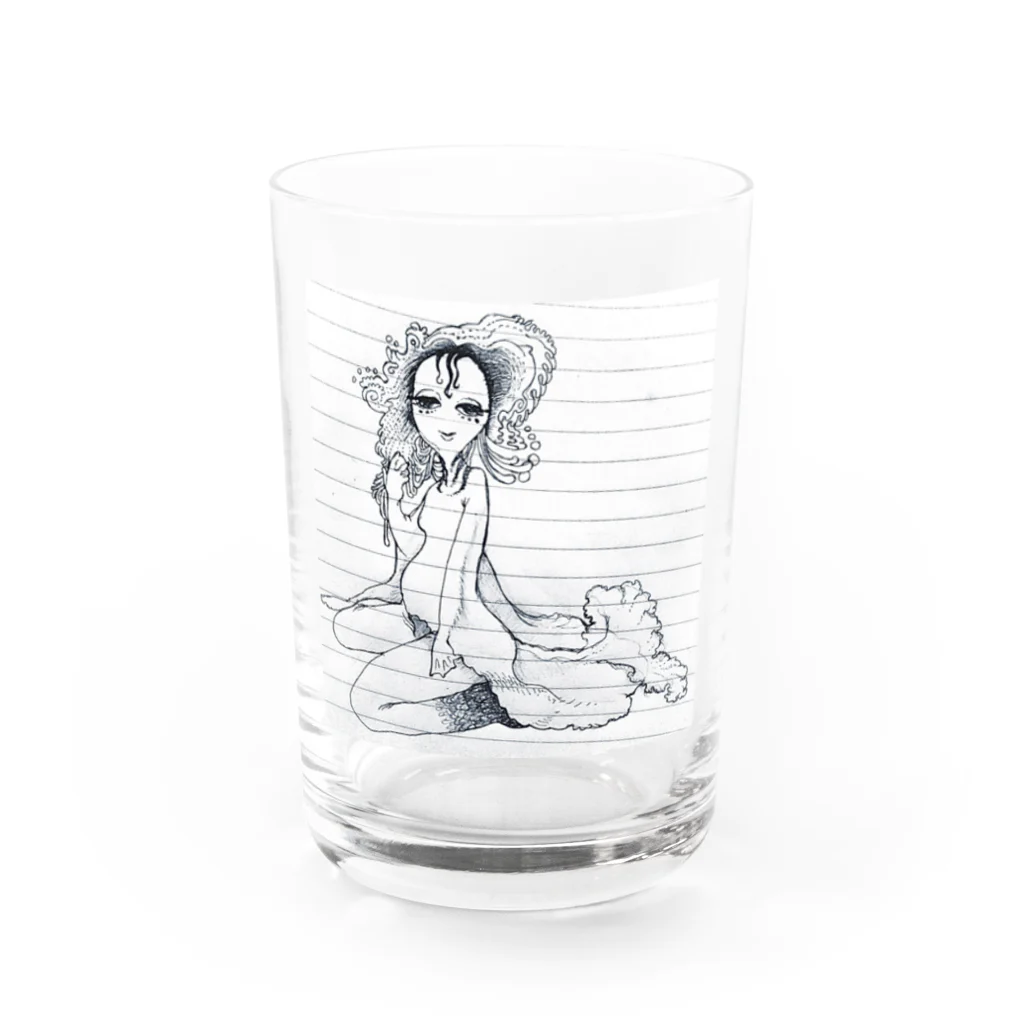 むの宇宙から来た金魚の人 Water Glass :front