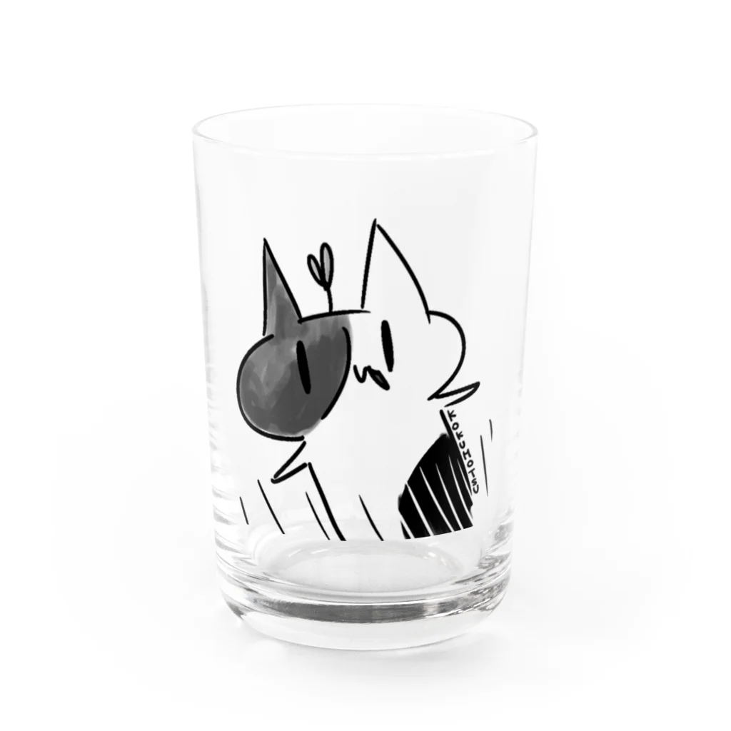 こくもつこやのとびだすものくろ Water Glass :front