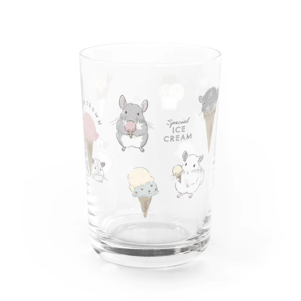 チンチラ雑貨MarkCrownのチンチラとIceCream Water Glass :front