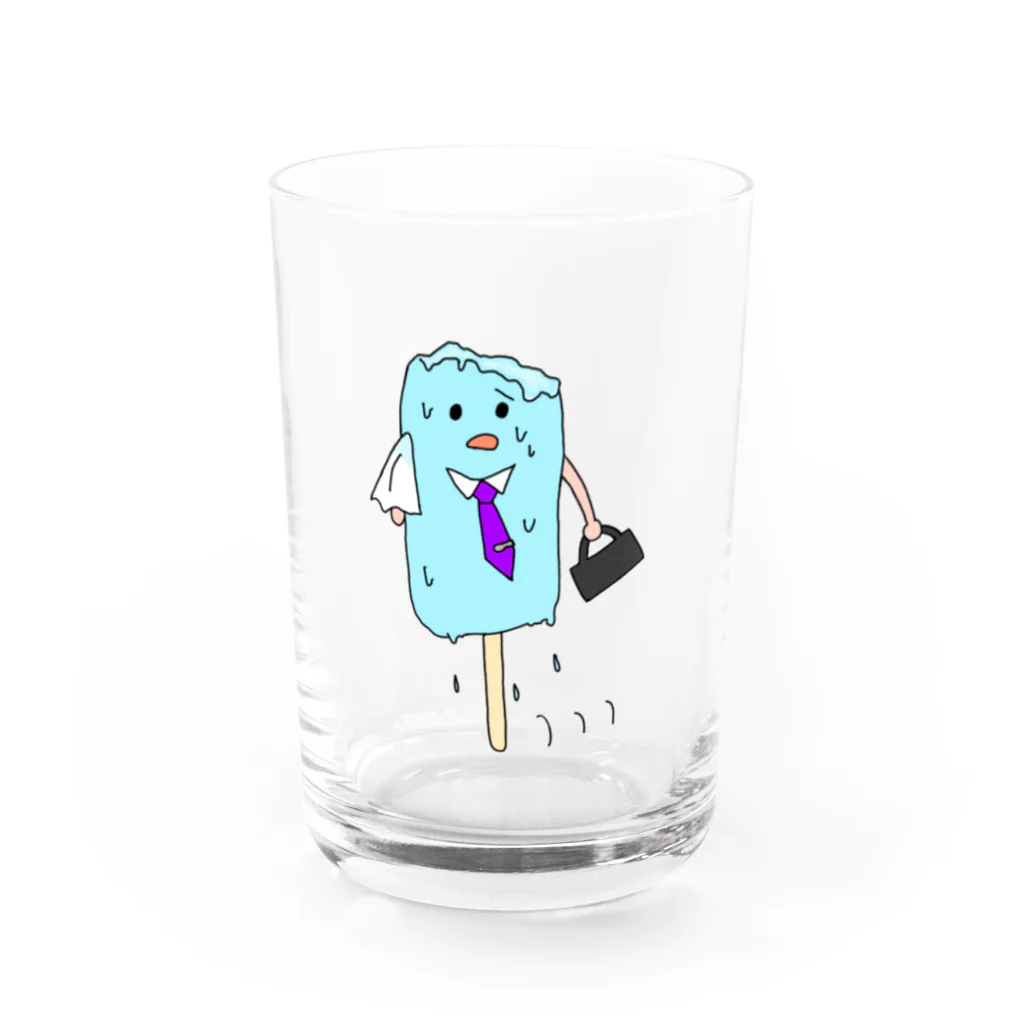 はるこの画伯ショップの外回り大変！サラリーマンアイスくん Water Glass :front