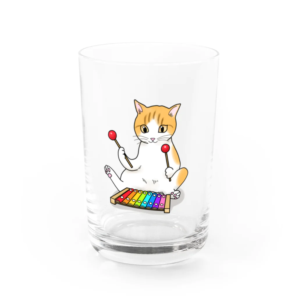 Ａｔｅｌｉｅｒ　Ｈｅｕｒｅｕｘの木琴を叩く猫 Water Glass :front