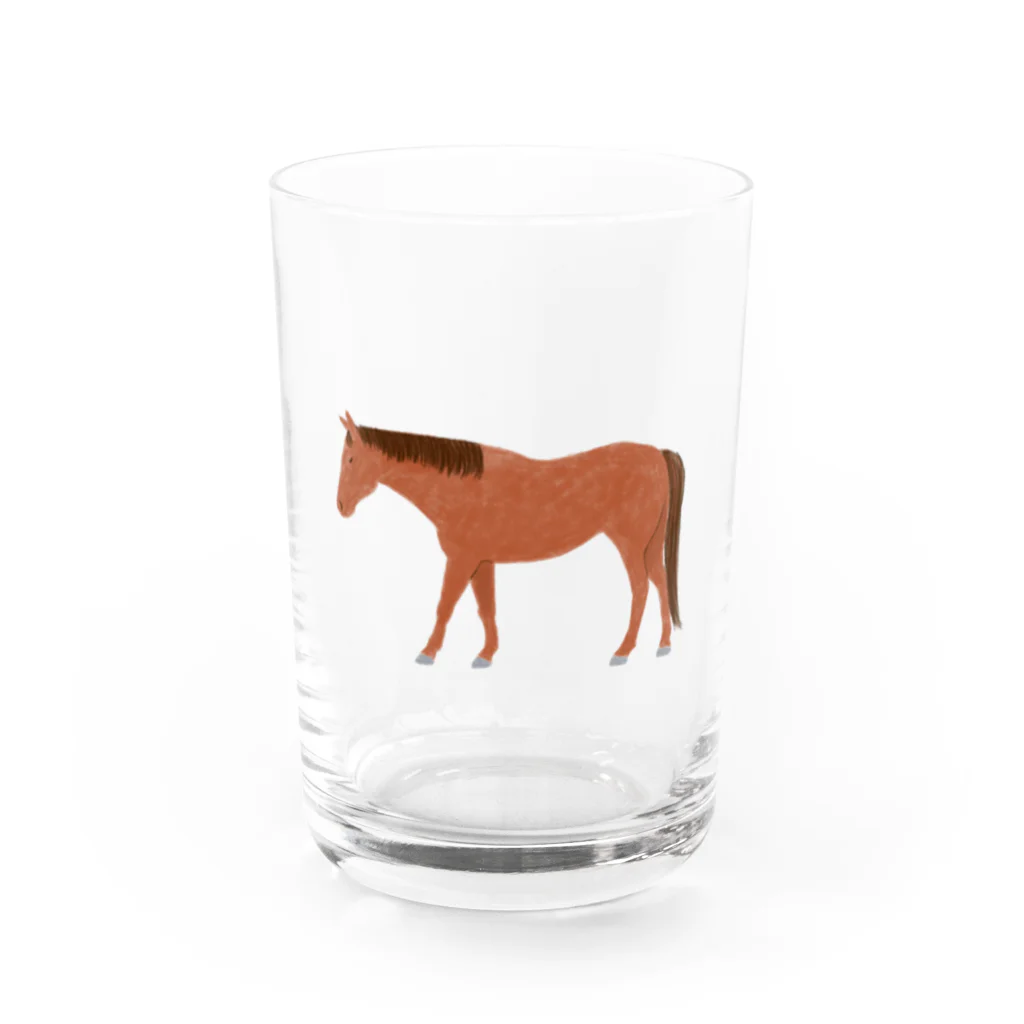 Enif-エニフ-のクレヨン風の馬（鹿毛） Water Glass :front