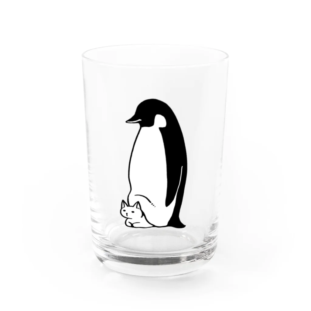 わの屋の暖を取るねこ（ペンギン） Water Glass :front