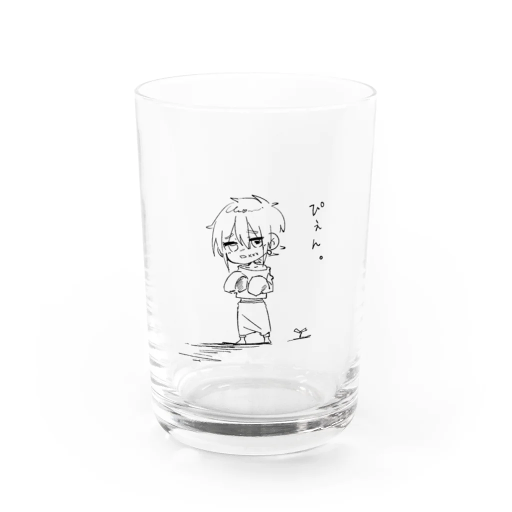 睡魔たそのぴえんする睡魔くん Water Glass :front