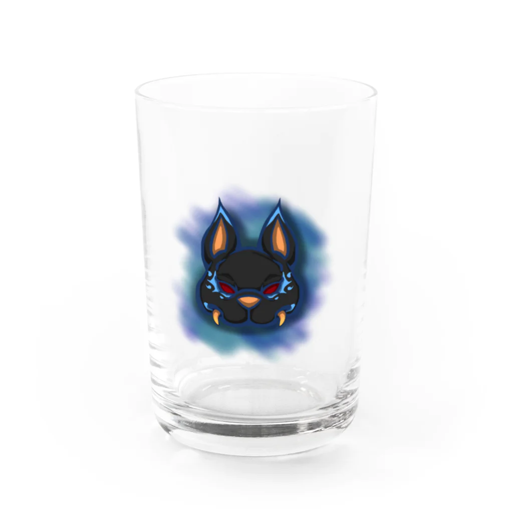 89虎の巣穴のウルフバット（青） Water Glass :front