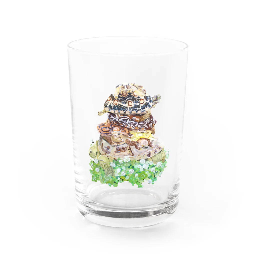 動物ガラス絵描きをしてる人のお店のパンケーキ風パンケーキリクガメ Water Glass :front