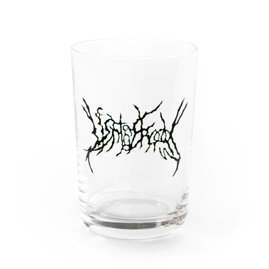 Hachijuhachiのlight and shadow メタルロゴ　ブラック Water Glass :front