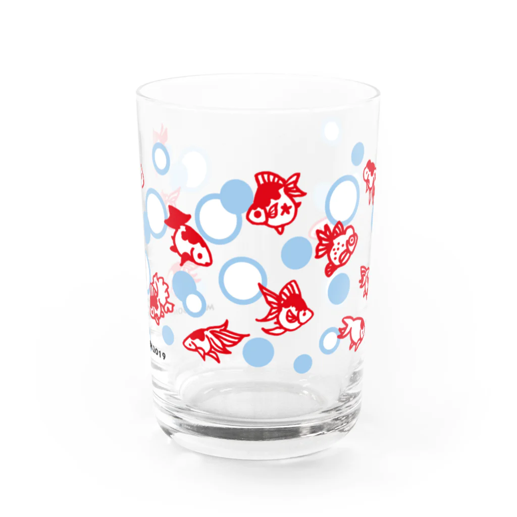 鉄格子乃人魚SUZURI支店のまめぼんはんこ金魚2019 Water Glass :front