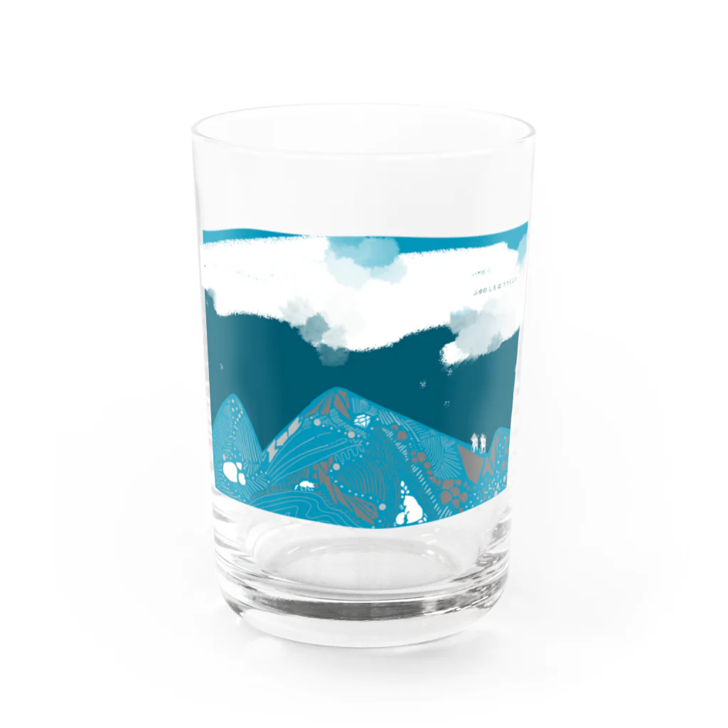 深夜の山奥のふゆのしろはうつくしい Water Glass :front