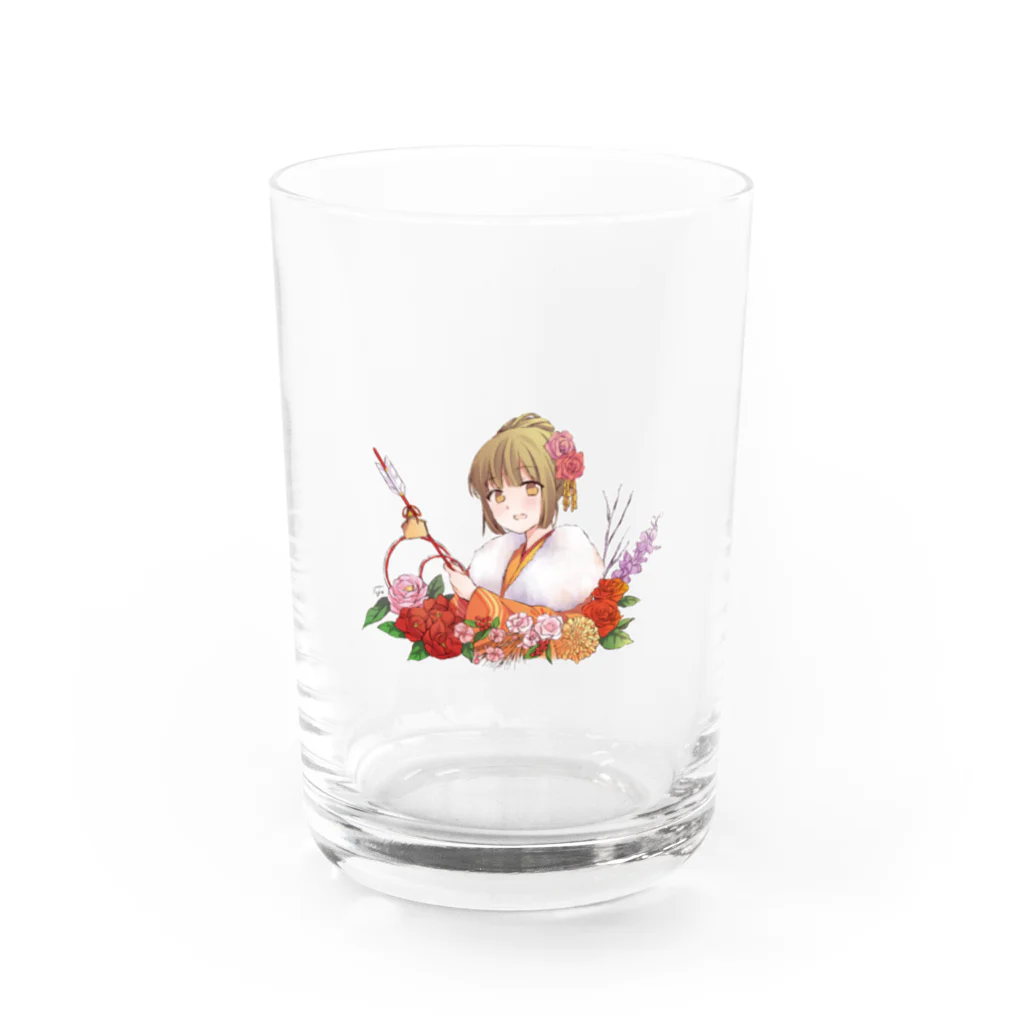 オリジナル雑貨店『ホットドッグ』の着物美人　『冬』 Water Glass :front