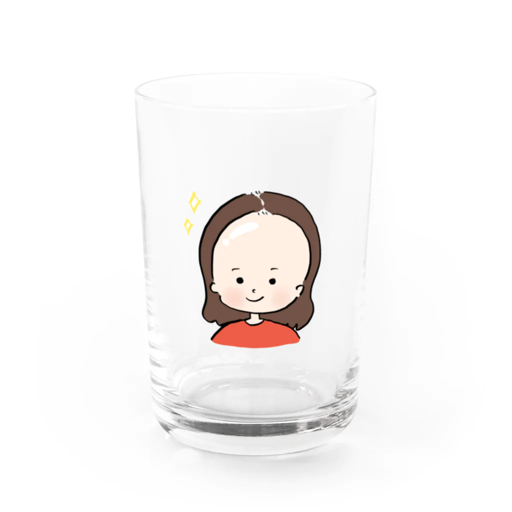 おで子、前を向け！/おで子ヒカル👨🏻‍🦲のおでこヒカルちゃん　ピカピカモード Water Glass :front