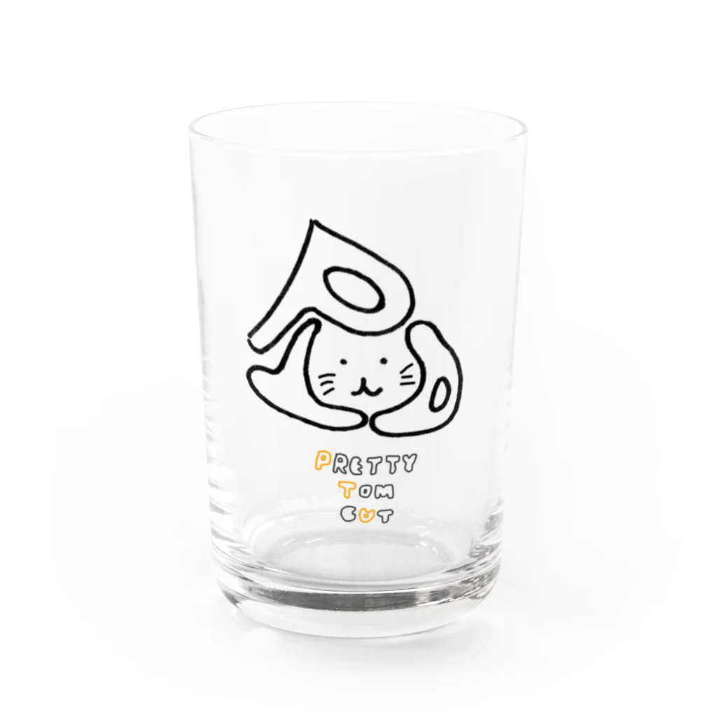 兎猫庵のPTA-ｂ　文字入り Water Glass :front