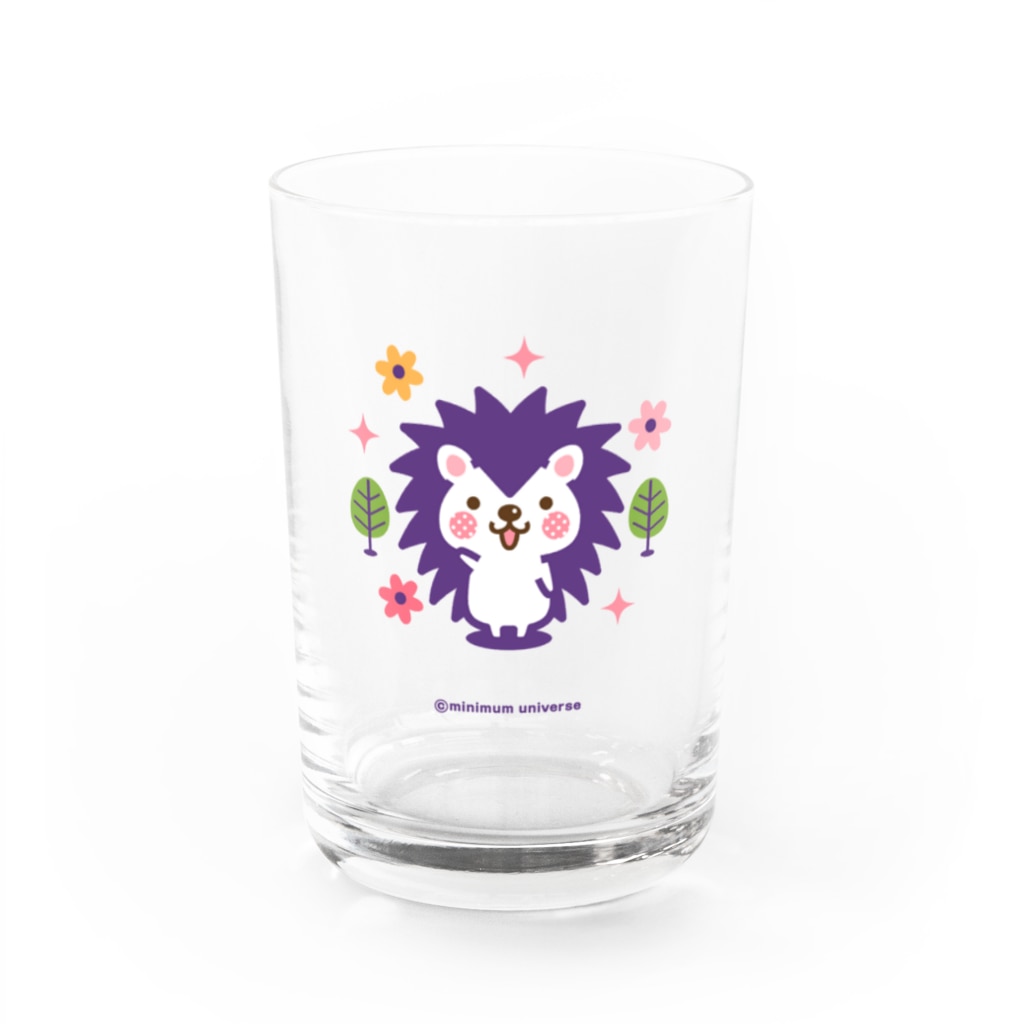 ミニマムユニヴァース@SUZURIのハリネズミのハリさんグラス Water Glass :front