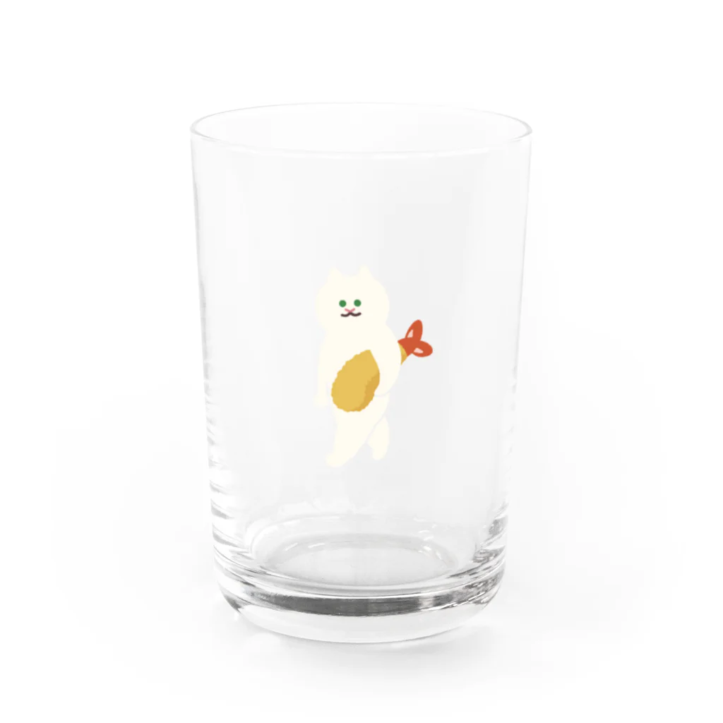 SUIMINグッズのお店のエビフライをさわやかに運ぶねこ Water Glass :front