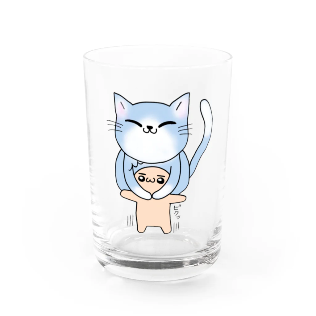 SORA(目を生かせたい人)のいきなりネコに乗っかられてビクつくはげ Water Glass :front