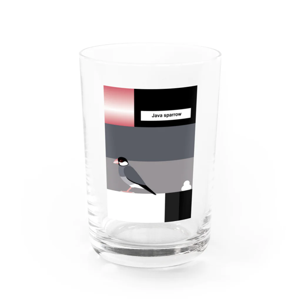 Jaune Vertのアブストラクト・バード（ブンチョウ・ノーマル） Water Glass :front