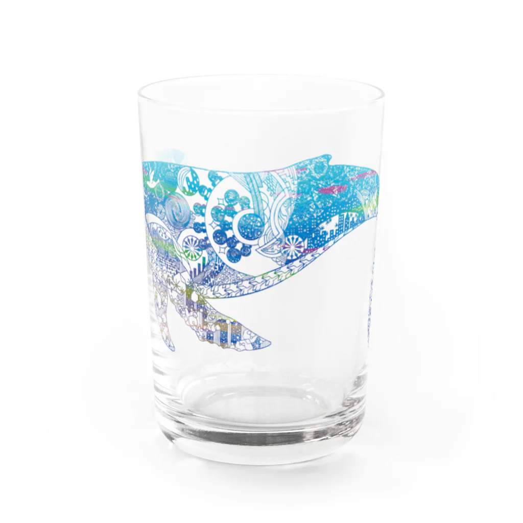 切り絵作家カジタミキの切り絵のクジラ Water Glass :front