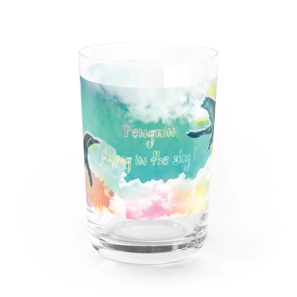 さざなみ星雲のソラトブペンギン Water Glass :front