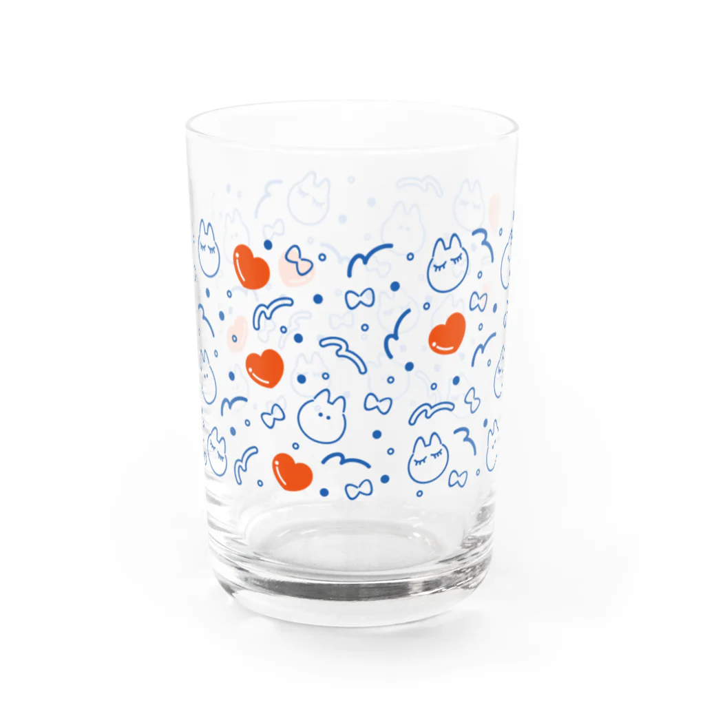 おわんのねこ.ハート.リボン01 Water Glass :front