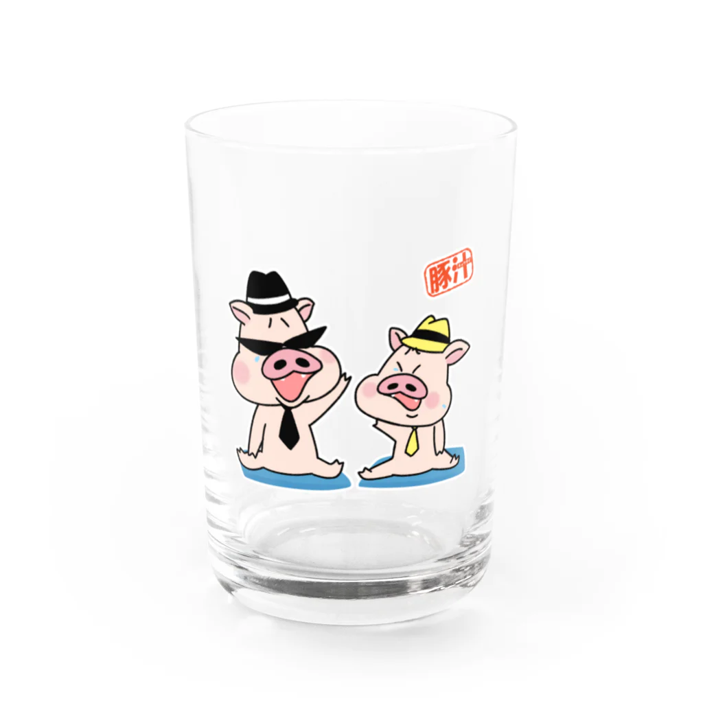 うさぎまるえkawaiishop の豚汁兄弟ー爆笑 Water Glass :front