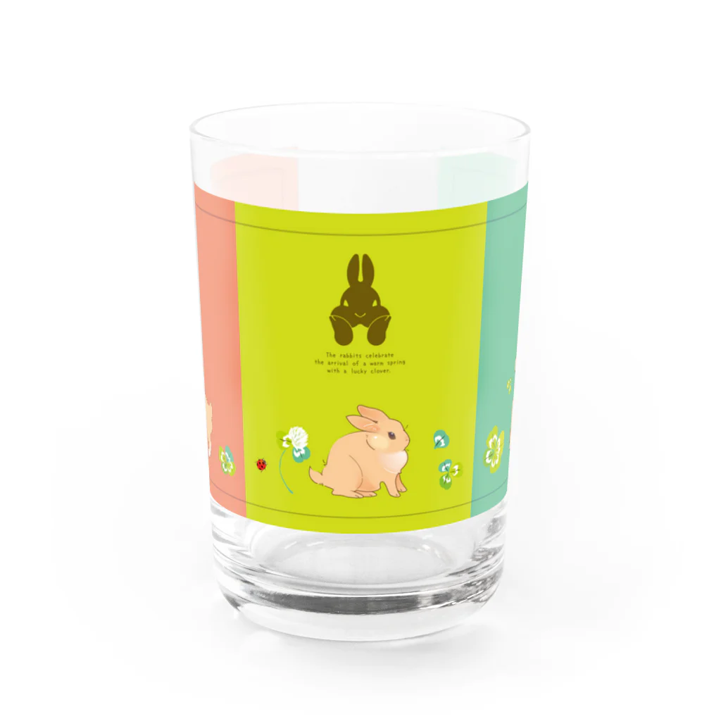 夢見る柴犬のSpring Rabbits Water Glass :front