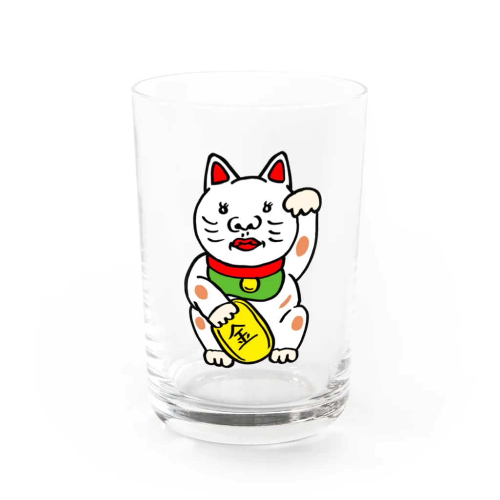 右手リアンうめもと公式の招き猫のススム Water Glass :front