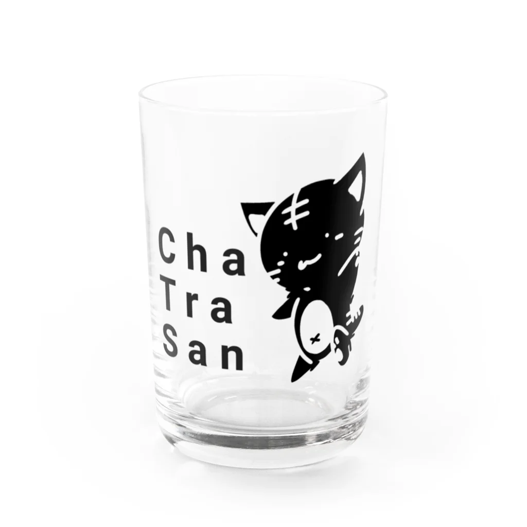 はるる堂の茶トラさん『Cha Tra San』ロゴ(黒) グラス前面