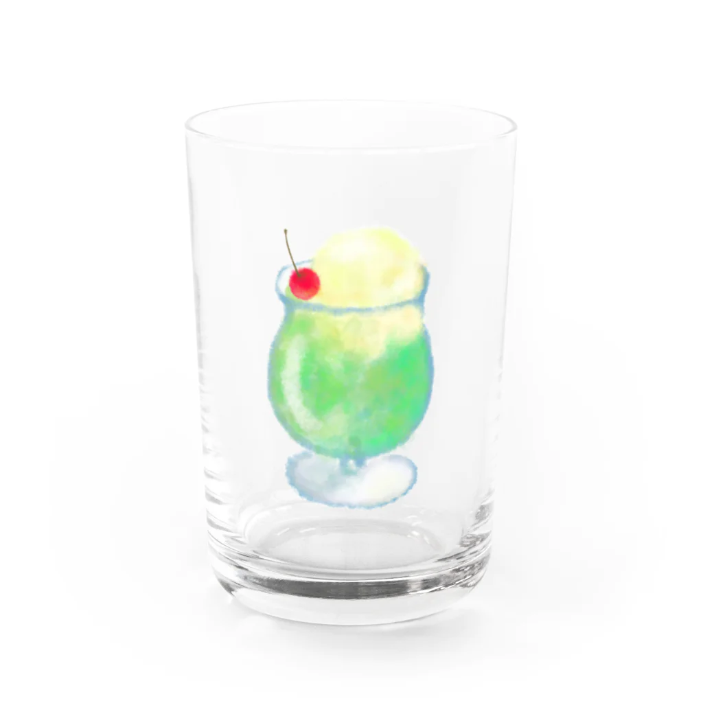 わおさきのクリームソーダ Water Glass :front