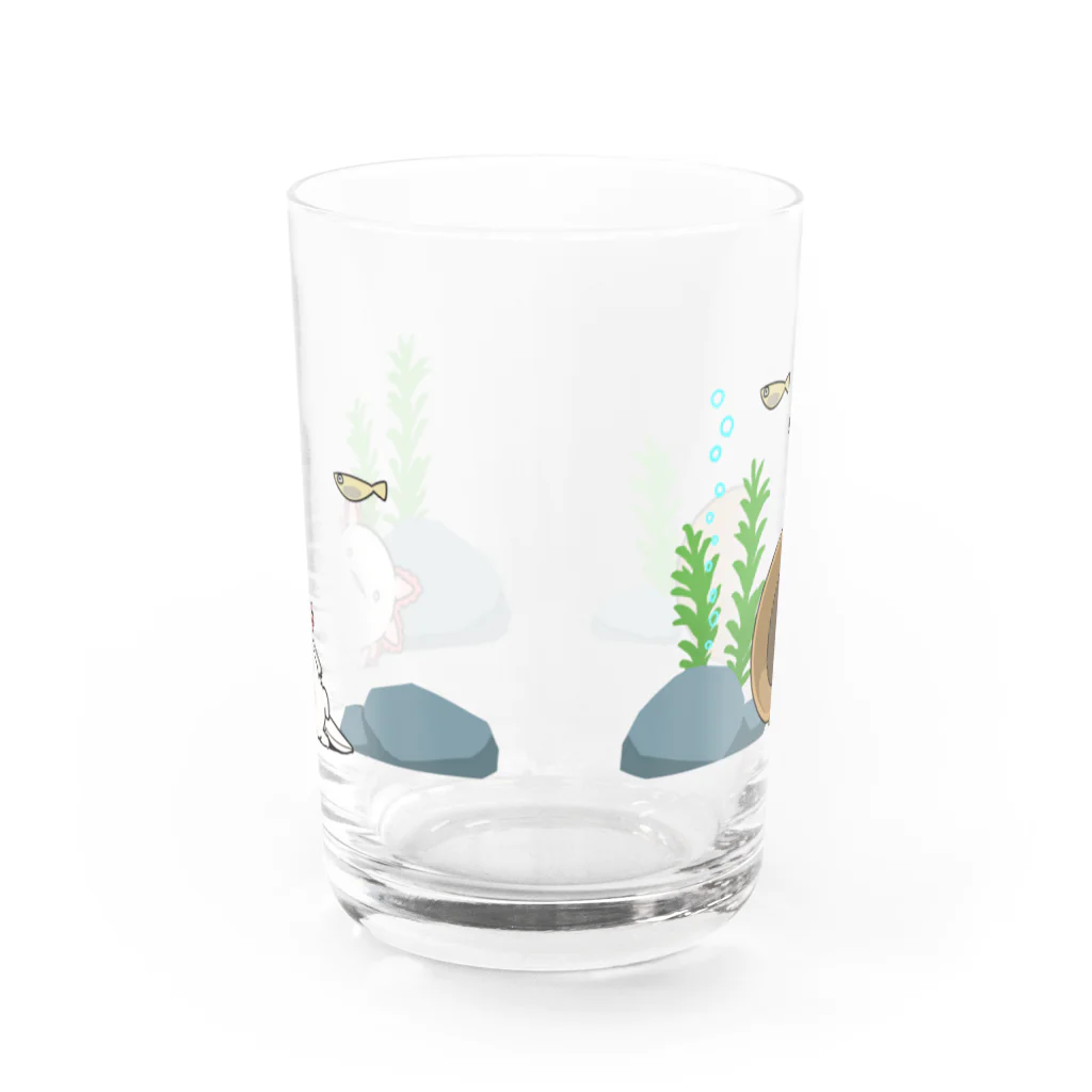 人生はウーパールーパーのくつろぐウーパールーパー Water Glass :front