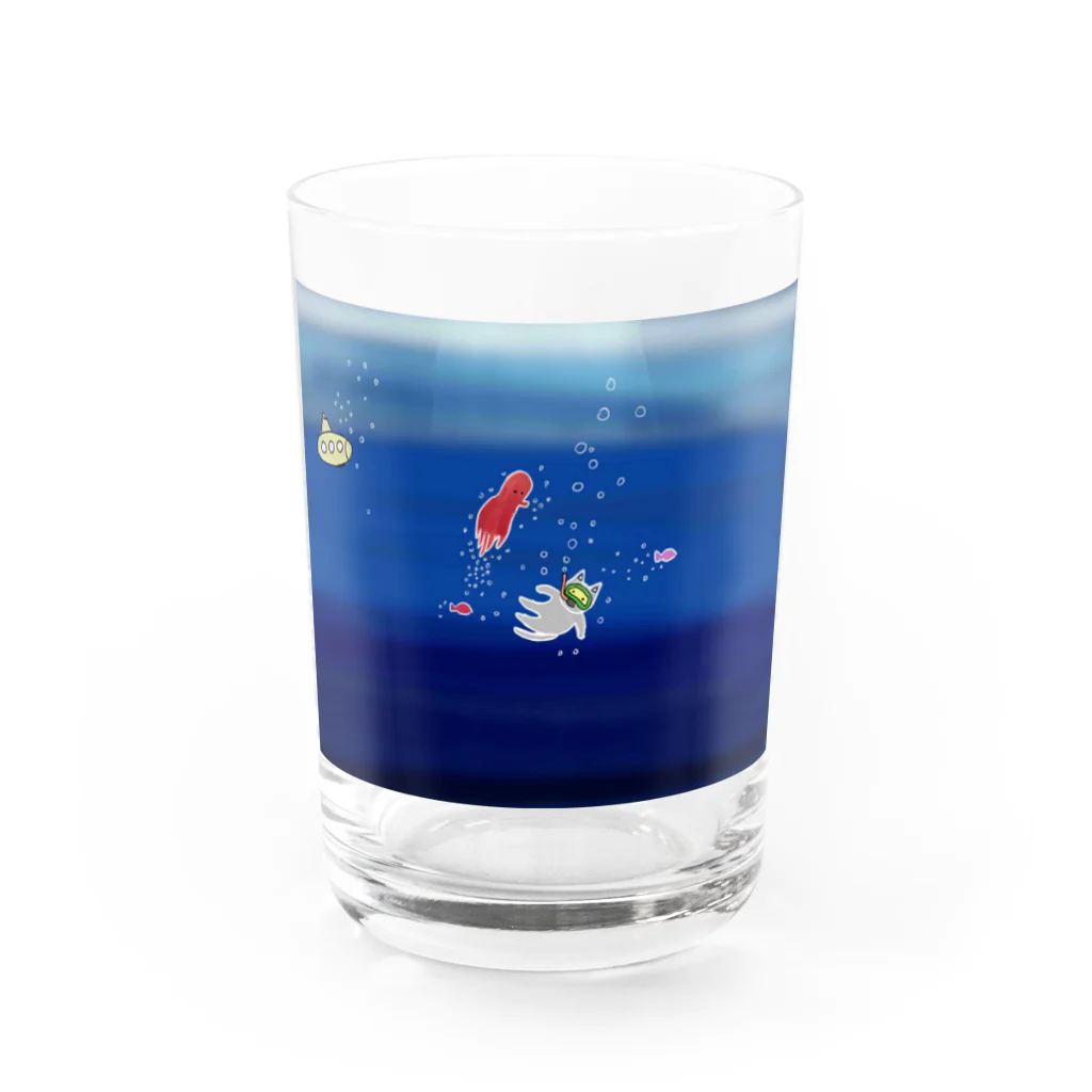 HIKAMARU　SHOPの深海ニャンコ Water Glass :front