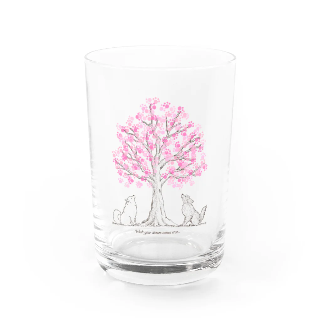 Chiyo.Wan(🐕🕊️のお店)のわんこたちと願いの木🌸バッグ Water Glass :front