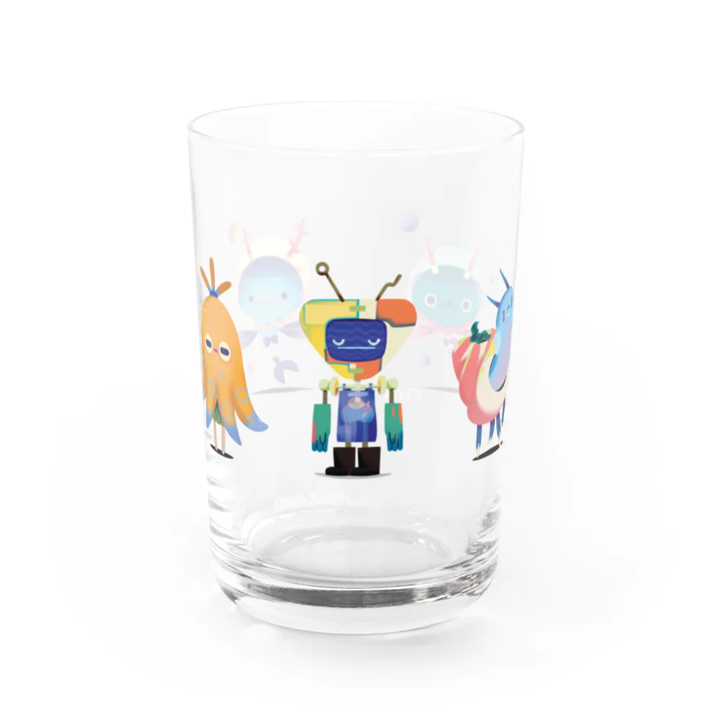 ラシマ工房のロボットりょうしとなぞのいきもの Water Glass :front