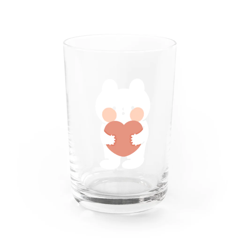 kumanekonomoriのハートだっこのくまねこ Water Glass :front