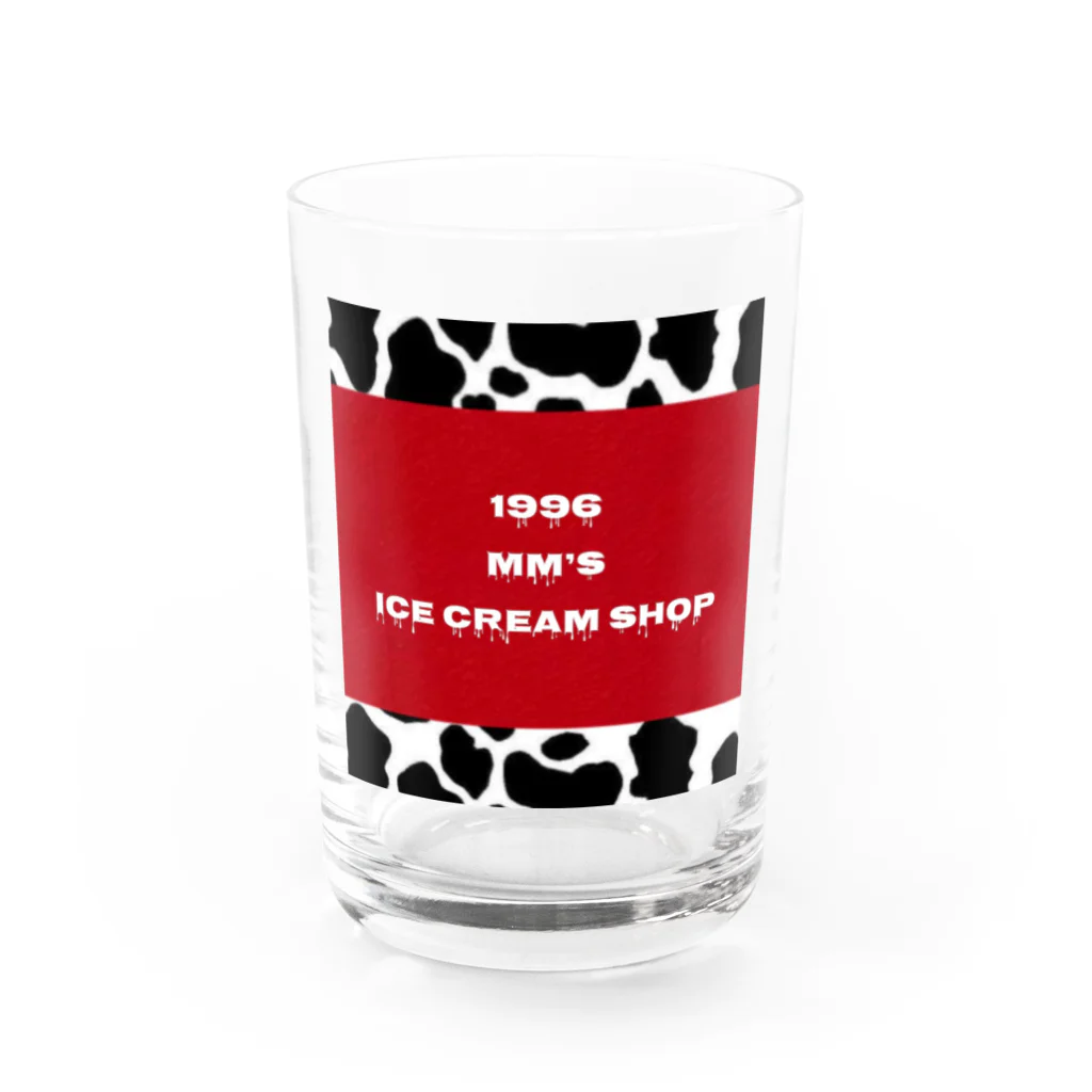 ♥ 𝟏𝟗𝟗𝟔 𝐌𝐌’𝐒 𝐈𝐂𝐄 𝐂𝐑𝐄𝐀𝐌 𝐒𝐇𝐎𝐏 ♥ のMM’s ICE CREAM  SHOP Water Glass :front