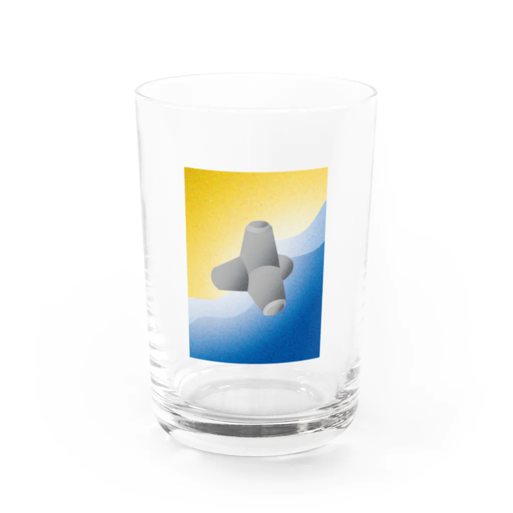 jiroooooの浜辺のテトラ Water Glass :front