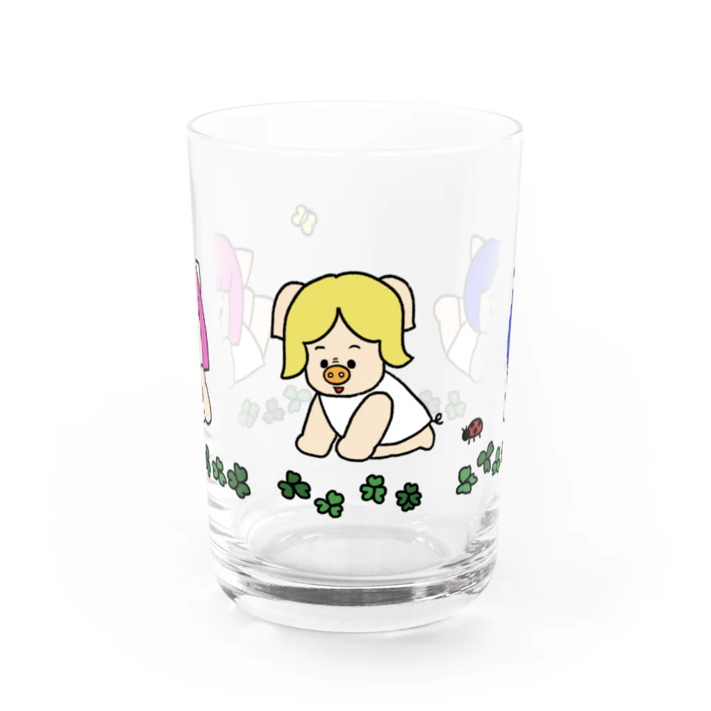 三匹の子むすめのクローバーと三匹の子むすめ Water Glass :front