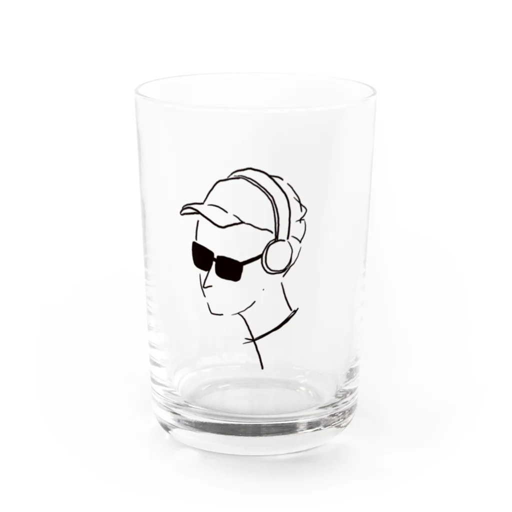 holly-storeのヘッドフォン×スキンヘッドのシンプルな男性 Water Glass :front