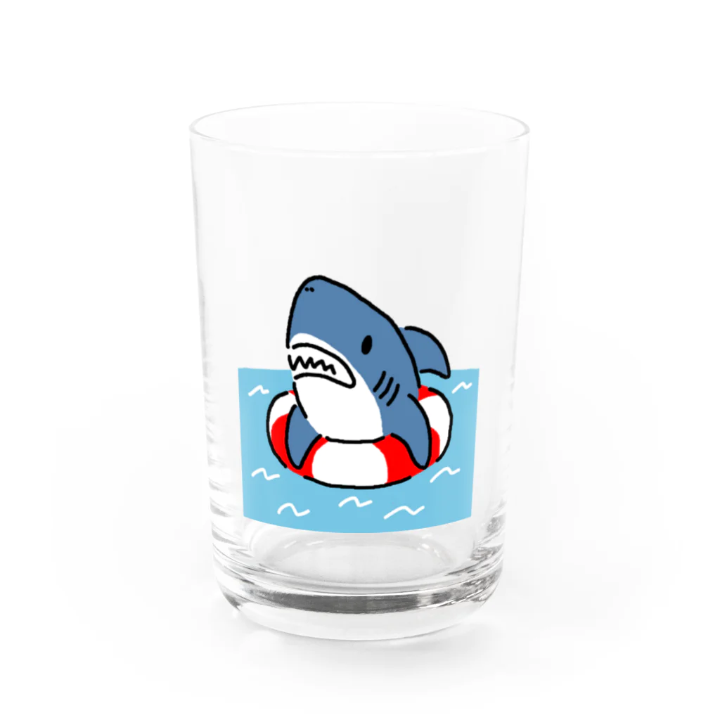 サメ わりとおもいのうきわでうかぶサメ Water Glass :front