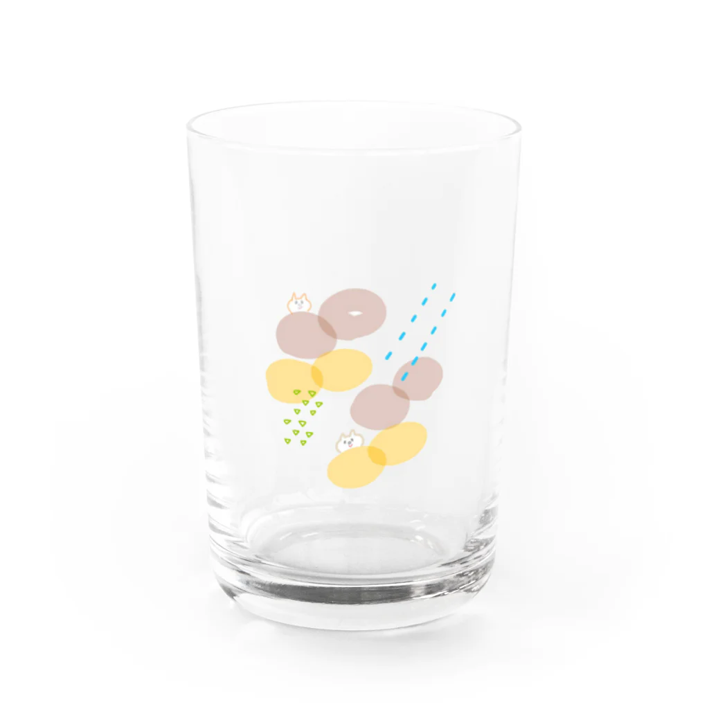 マリモリのもようにかくれネコ Water Glass :front