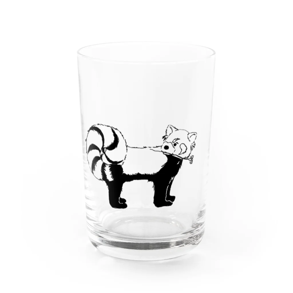 きゃべつ日和のお花を持ったレッサーパンダ Water Glass :front