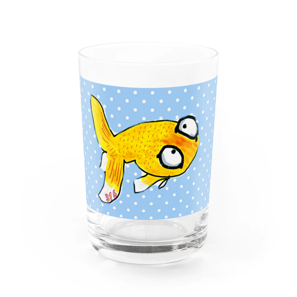 316(MIHIRO)の金魚の頂天眼ちゃん Water Glass :front