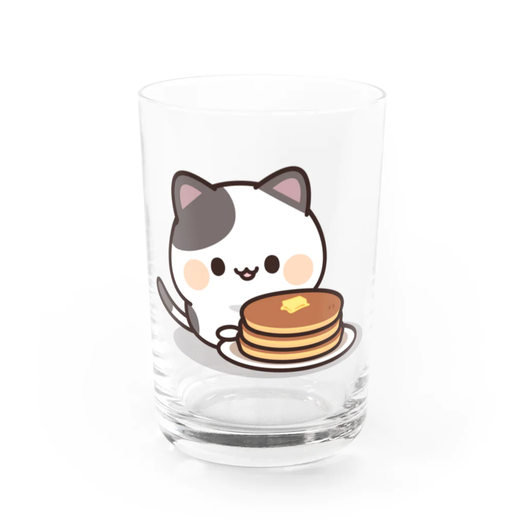 DECORの感情豊かなくろぶちにゃんこ　ホットケーキver. Water Glass :front