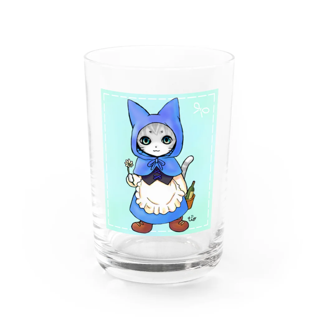 Tio Heartilの青ずきん猫ちゃん Water Glass :front