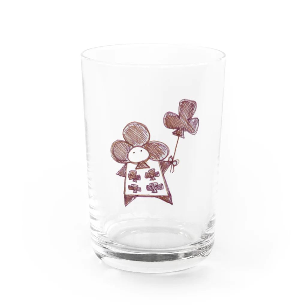 ぽちまる商店の風船大好きクローバーくん Water Glass :front