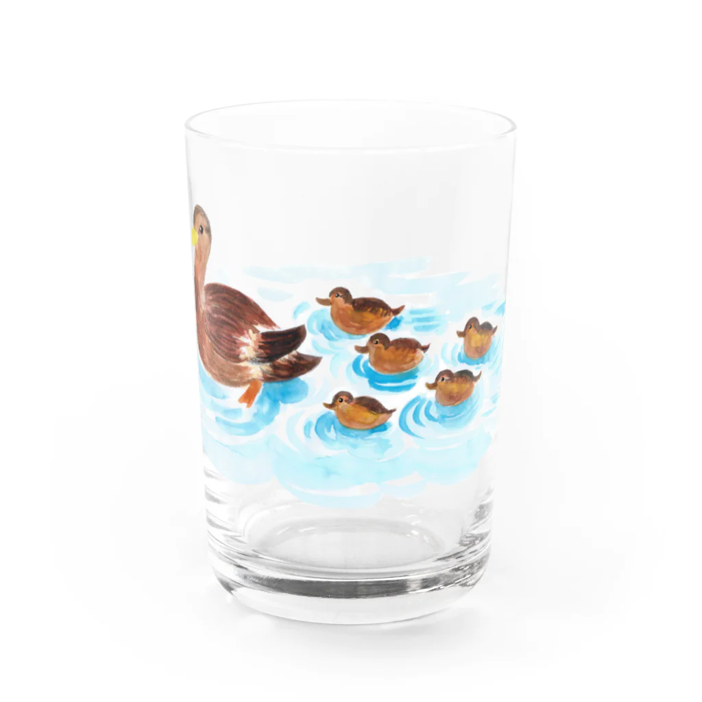 コタローさんのカモの親子 Water Glass :front