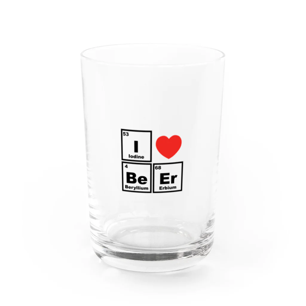 理系のI love beer！（元素記号） Water Glass :front