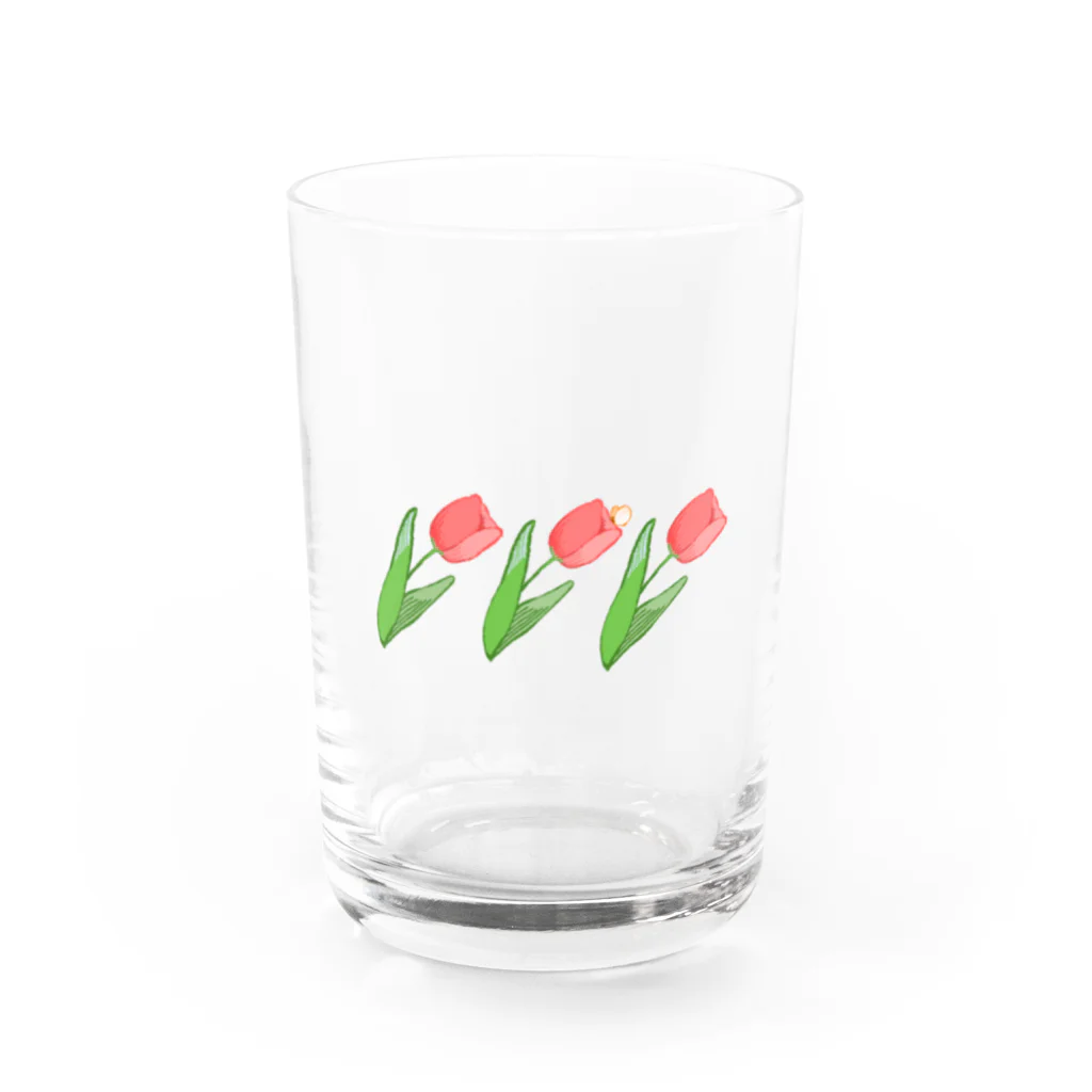 ねこてやのチューリップとちょうちょ Water Glass :front