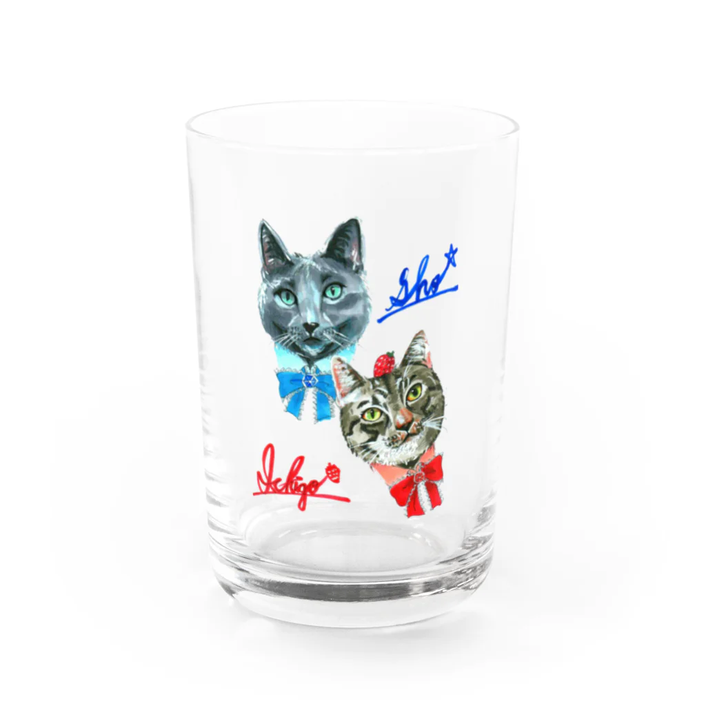 ＊あり＊の虹色創世記の青君&苺心ちゃん Water Glass :front