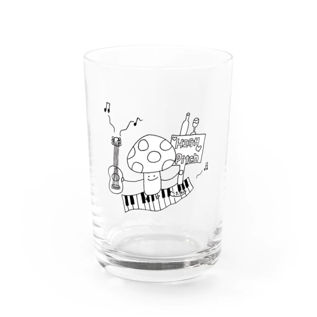 下町ねこの鈴太郎の店のハイピッチwithきのこになりたい Water Glass :front